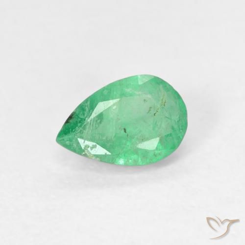 0.40ct 天然 ミディアムグリーン エメラルド, 洋梨の形, SI