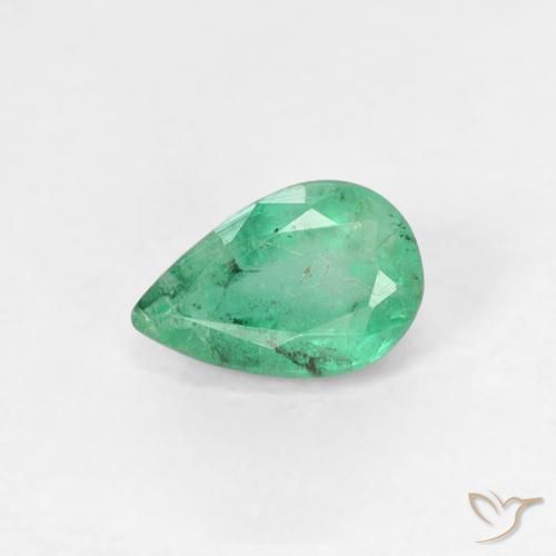 0.42ct 天然 ミディアムグリーン エメラルド, 洋梨の形, SI
