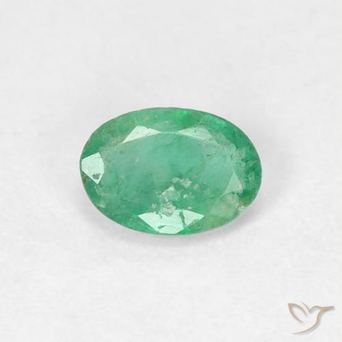 0.42ct 天然 ミディアムグリーン エメラルド, 楕円形, SI