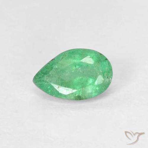 0.45ct 天然 薄いクールグリーン エメラルド, 洋梨の形, SI