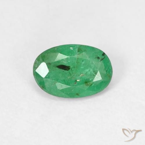 0.45ct 天然 ミディアム薄いグリーン エメラルド, 楕円形, SI
