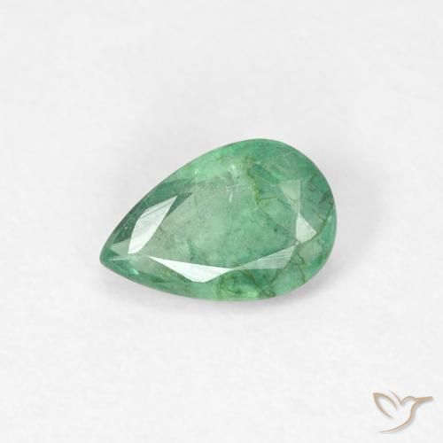 0.37ct 天然 薄いクールグリーン エメラルド, 洋梨の形, SI