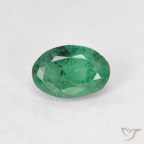 0.48ct 天然 ミディアム薄いグリーン エメラルド, 楕円形, SI
