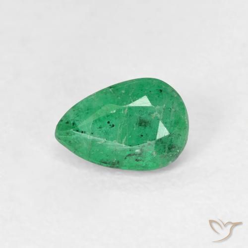 0.45ct 天然 ミディアム薄いグリーン エメラルド, 洋梨の形, SI