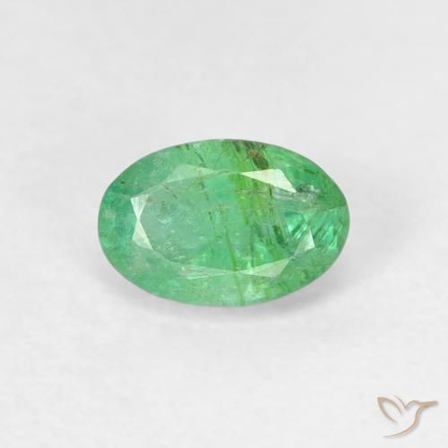 0.50ct 天然 薄いシャムロックグリーン エメラルド, 楕円形, SI