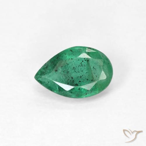0.39ct 天然 ミディアム薄いグリーン エメラルド, 洋梨の形, SI