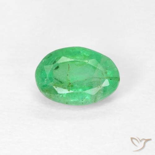 0.57ct 天然 黄みがかったグリーン エメラルド, 楕円形, SI
