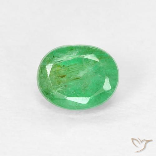 0.42ct 天然 ミディアムグリーン エメラルド, 楕円形, VS-SI