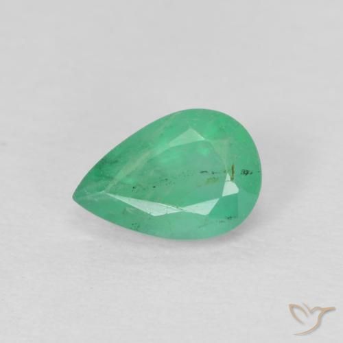 0.43ct 天然 ライトグリーン エメラルド, 洋梨の形, VS-SI