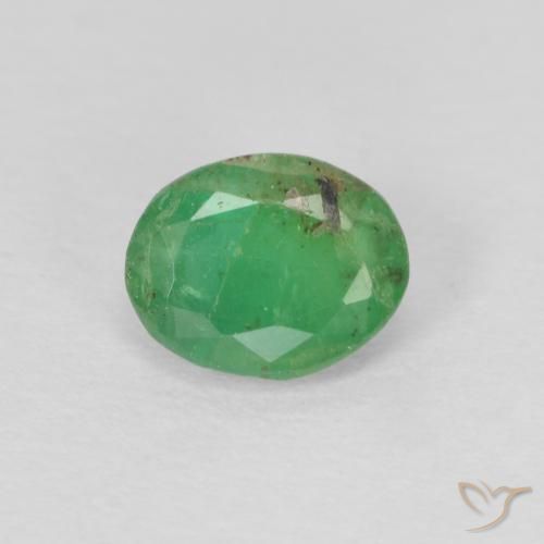 0.58ct 天然 ミディアムグリーン エメラルド, 楕円形, SI