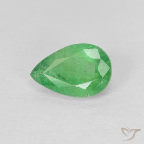 0.43ct 天然 黄みがかったグリーン エメラルド, 洋梨の形, SI