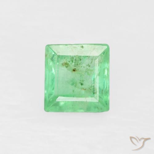0.20ct 天然 ライトグリーン エメラルド, 四角形, SI