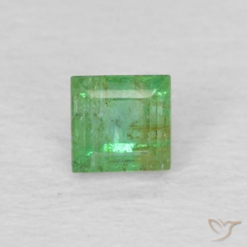 0.15ct 天然 黄みがかったグリーン エメラルド, 四角形, VS-SI