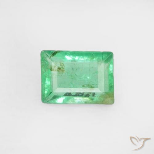 0.15カラットの天然鮮やかなグリーンエメラルド、バゲット、VS-SI