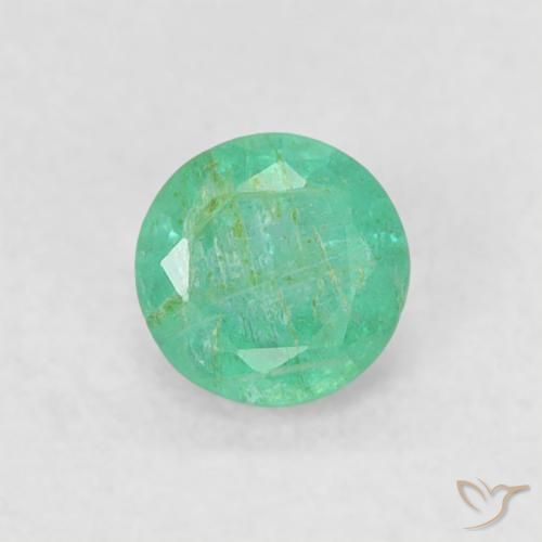 0.17ct 天然 濃いミントグリーン エメラルド, ラウンド, SI