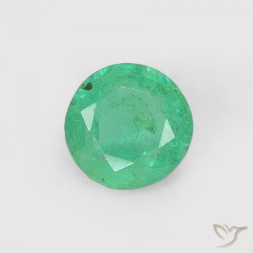 0.18ct 天然 クールグリーン エメラルド, ラウンド, SI