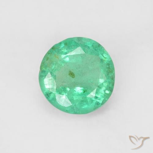 0.18ct 天然 ブルーグリーン エメラルド, ラウンド, SI