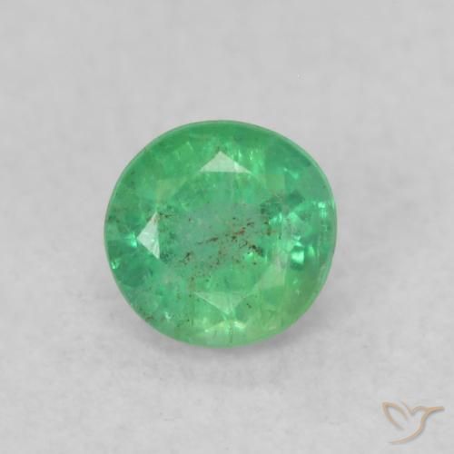 0.18ct 天然 ライトグリーン エメラルド, ラウンド, SI