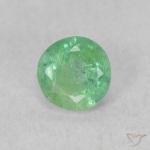 0.17ct 天然 薄い黄がかった緑 エメラルド, ラウンド, SI