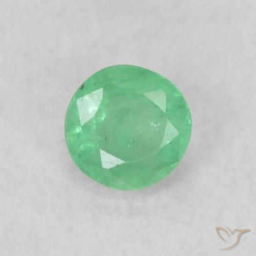 0.19ct 天然 ライトグリーン エメラルド, ラウンド, SI
