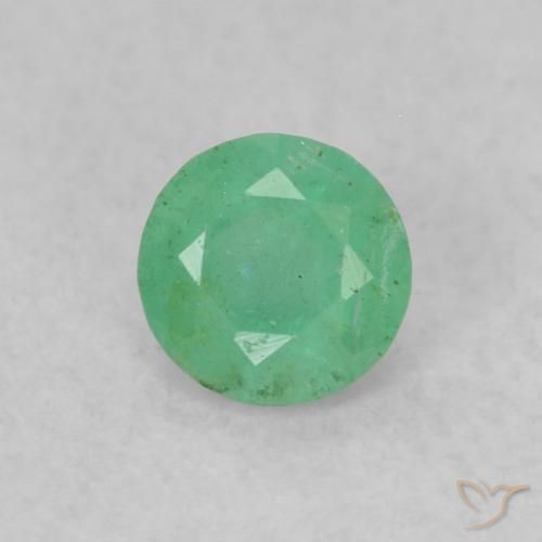 0.16ct 天然 ライトグリーン エメラルド, ラウンド, SI