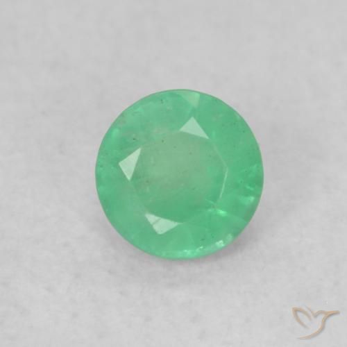 0.17ct 天然 ミディアムグリーン エメラルド, ラウンド, SI