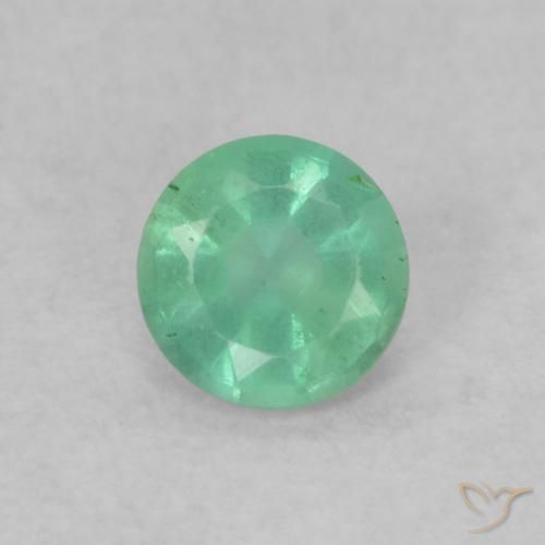 0.14ct 天然 クールグリーン エメラルド, ラウンド, SI