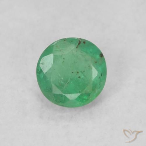 0.17ct 天然 薄いクールグリーン エメラルド, ラウンド, SI