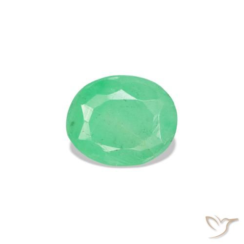 0.32カラットの天然Medium Light-Greenエメラルド（5×4 mm・オーバルカット）
