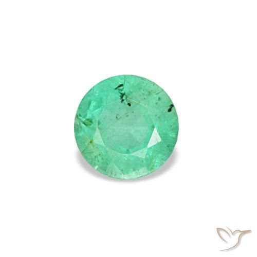 0.16カラットの天然Medium Light-Greenエメラルド（3.59 mm・ラウンドカット）