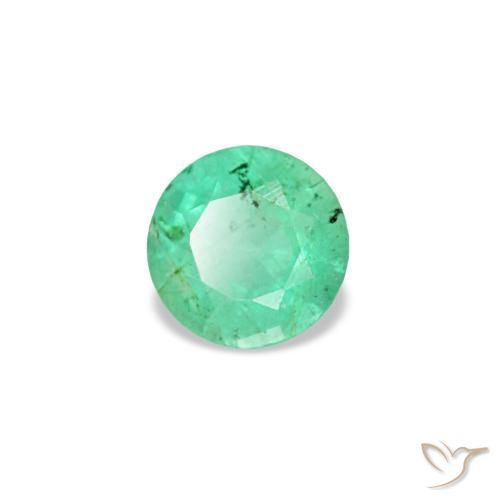 0.16カラットの天然Medium Light-Greenエメラルド（3.59 mm・ラウンドカット）