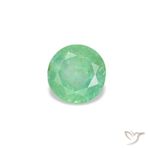 0.17カラットの天然薄いシャムロックグリーンエメラルド（3.55 mm・ラウンドカット）