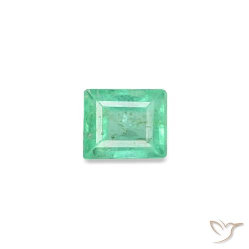 0.11カラットの天然ブルーグリーンエメラルド（2.9×2.4 mm・バゲット）