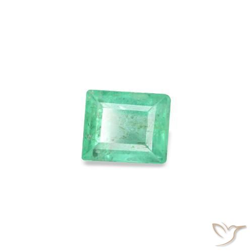 0.11カラットの天然ブルーグリーンエメラルド（2.9×2.4 mm・バゲット）