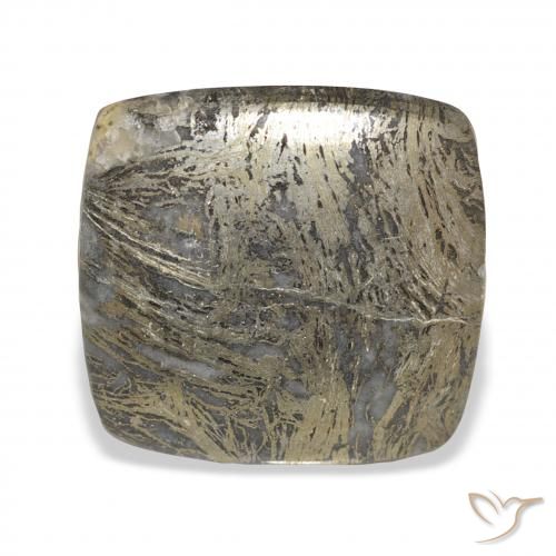 36.40ct 天然 黒がかったブロンズ Feather Pyrite, クッション, オペーク