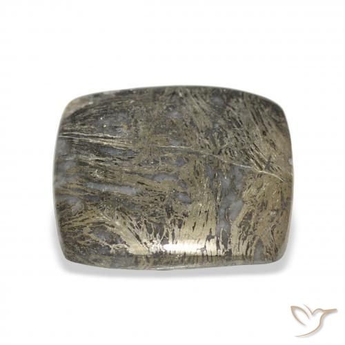 36.40カラットの天然黒がかったブロンズFeather Pyrite、クッション、オペーク