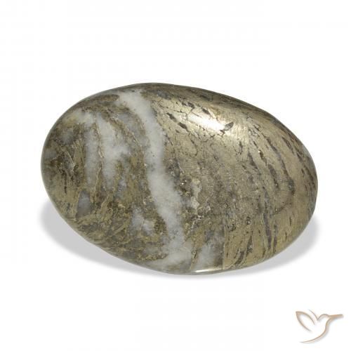 30.90カラットの天然マルチカラーFeather Pyrite、楕円形、オペーク