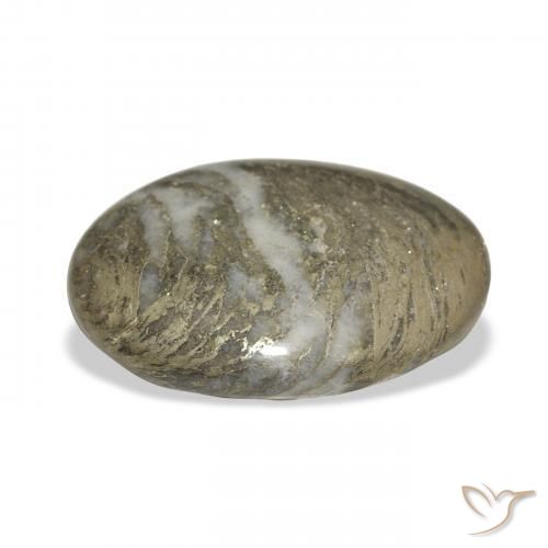 30.90カラットの天然マルチカラーFeather Pyrite、楕円形、オペーク