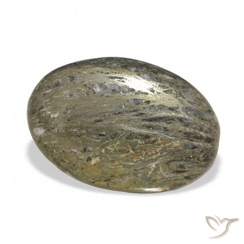 34.01カラットの天然マルチカラーFeather Pyrite、楕円形、オペーク