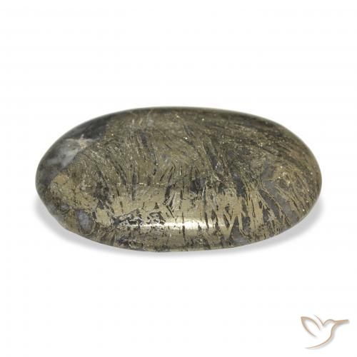 32.74カラットの天然マルチカラーFeather Pyrite、楕円形、オペーク