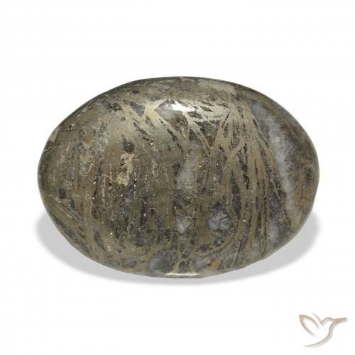 37.90ct 天然 黒がかったブロンズ Feather Pyrite, 楕円形, オペーク