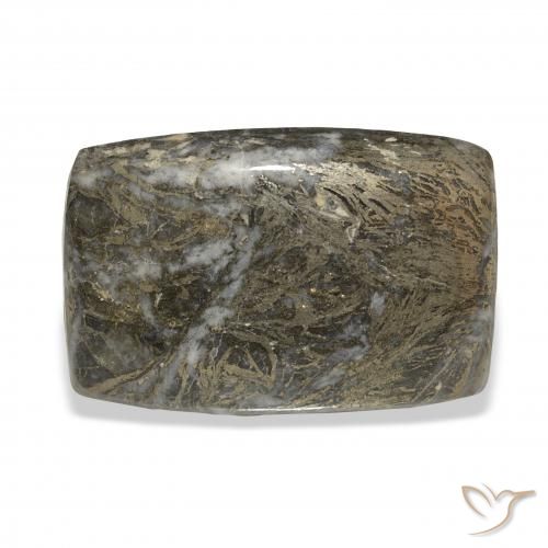 38.92ct 天然 黒がかったブロンズ Feather Pyrite, クッション, オペーク