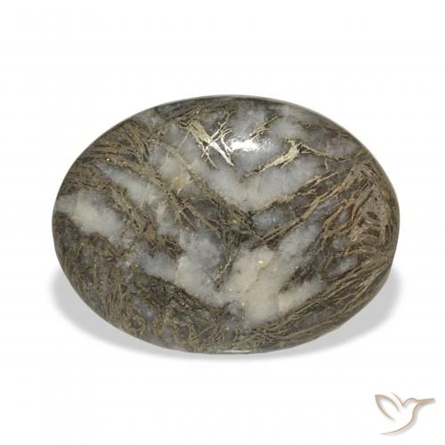 23.93ct 天然 ブロンズ付き黒 Feather Pyrite, 楕円形, オペーク