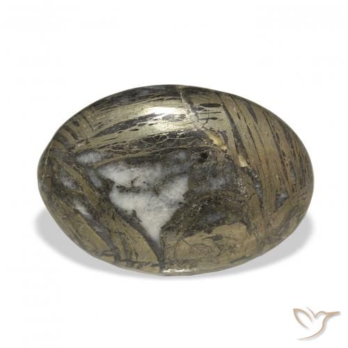 29.35ct 天然 黒がかった茶色 Feather Pyrite, 楕円形, オペーク