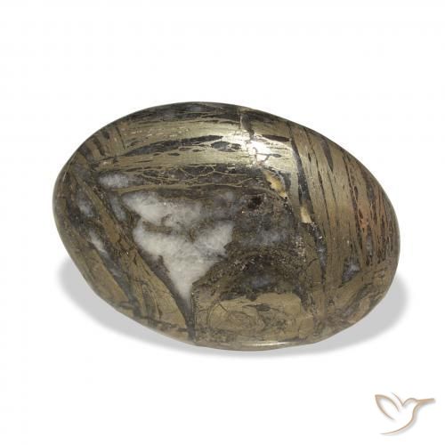 29.35カラットの天然黒がかった茶色Feather Pyrite、楕円形、オペーク