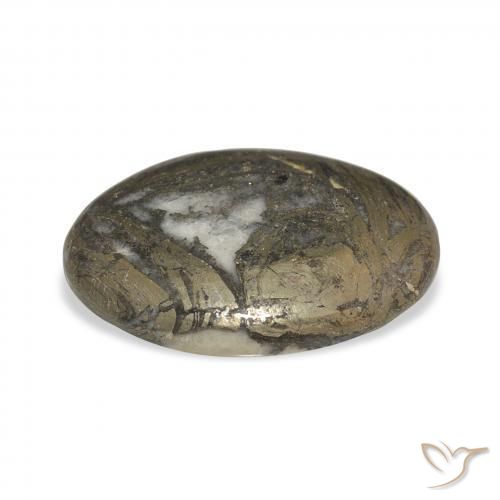 29.35カラットの天然黒がかった茶色Feather Pyrite、楕円形、オペーク