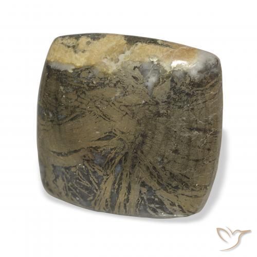 36.45カラットの天然黒がかったブロンズFeather Pyrite、クッション、オペーク