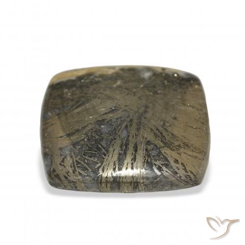 36.45カラットの天然黒がかったブロンズFeather Pyrite、クッション、オペーク