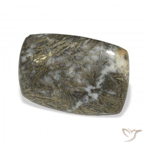 32.71カラットの天然ブロンズ付き黒Feather Pyrite、クッション、オペーク