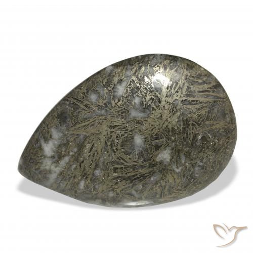 38.41ct 天然 黒がかったブロンズ Feather Pyrite, 洋梨の形, オペーク